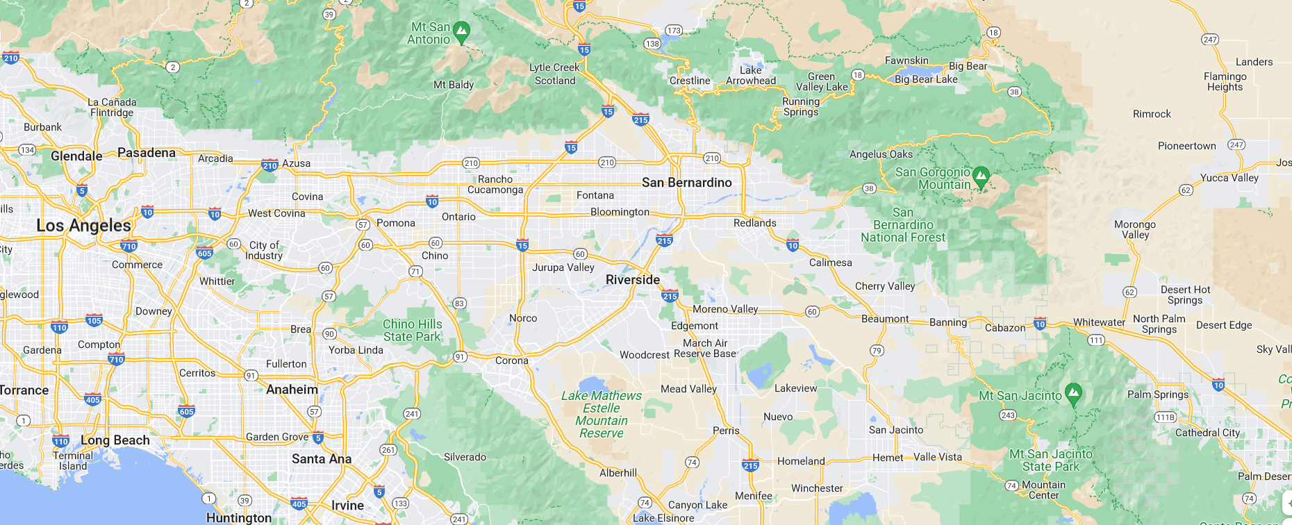 Google Map of Southern California